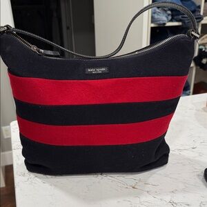 Kate Spade Black and Red Striped Shoulder Bag